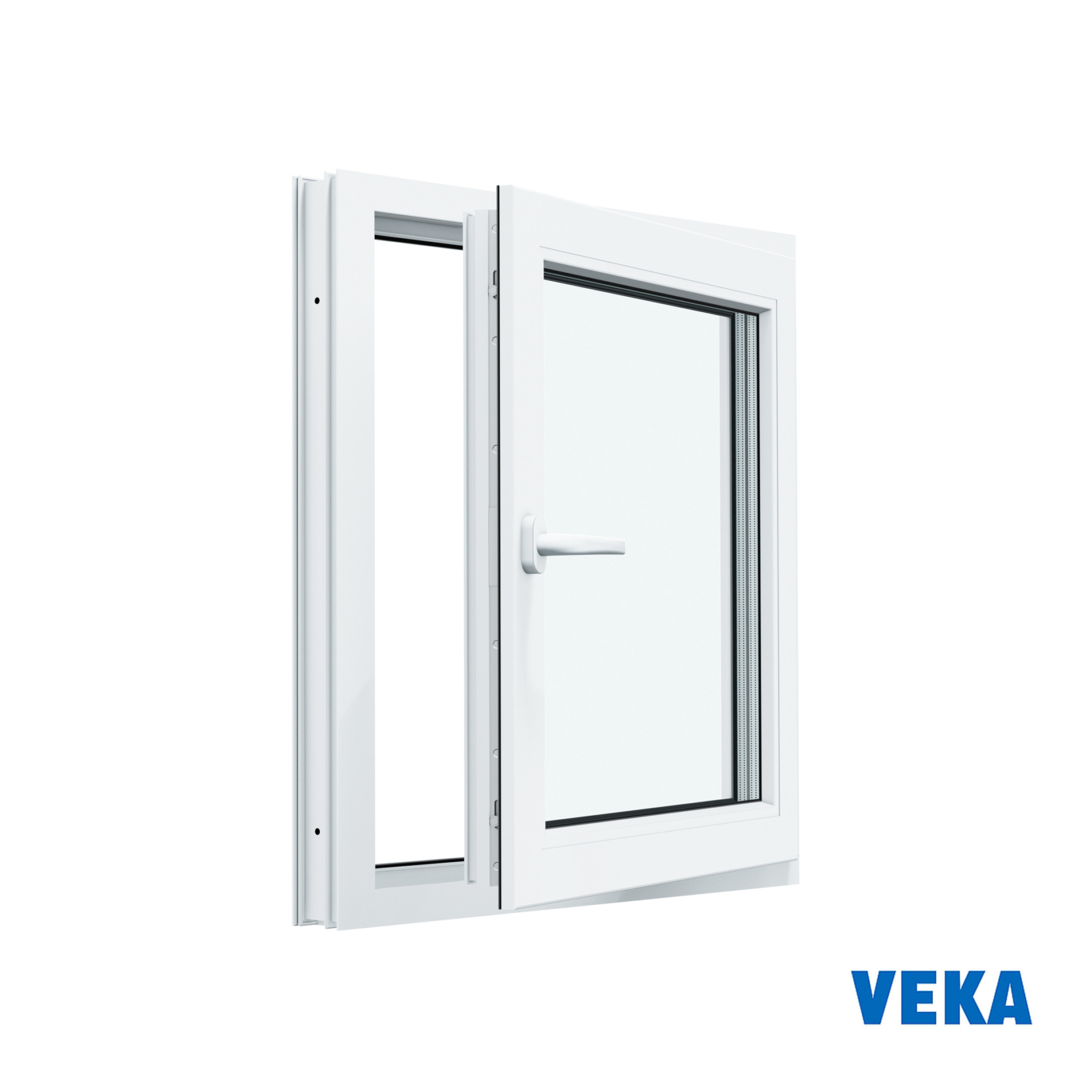 Пластиковое окно ПВХ VEKA одностворчатое 700x700мм (ВхШ) Двухкамерное