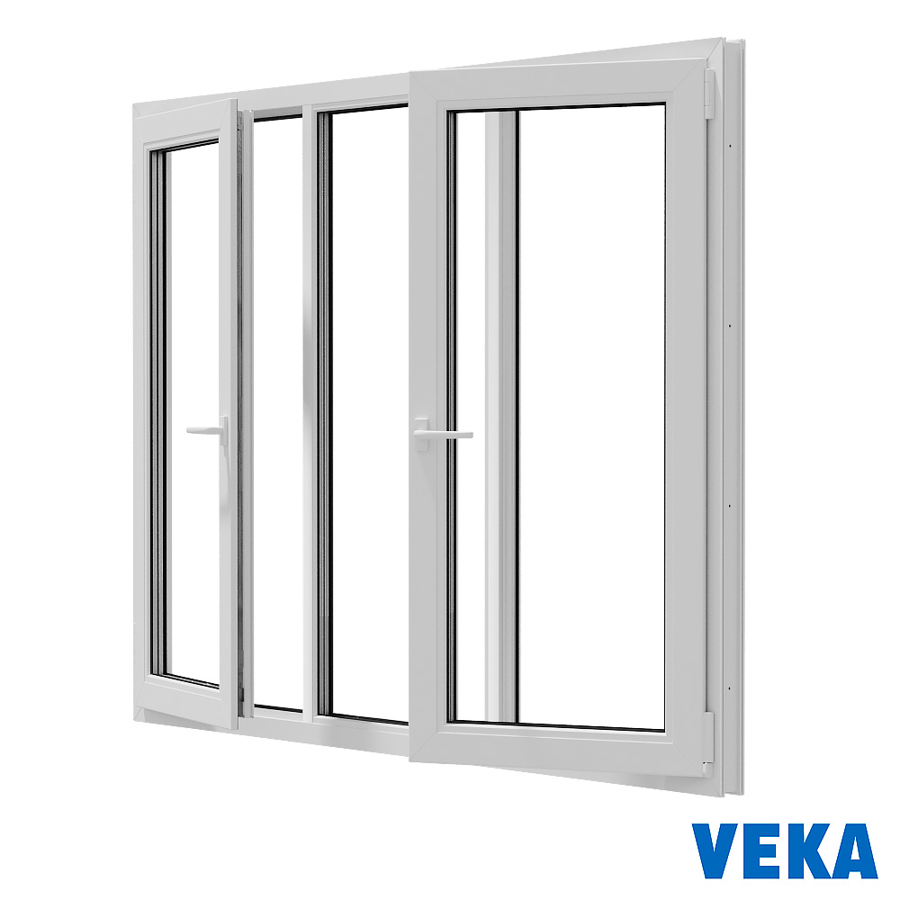 Пластиковое окно ПВХ VEKA Трёхстворчатое 1200x1600мм(ВхШ) Двухкамерное Тип 2